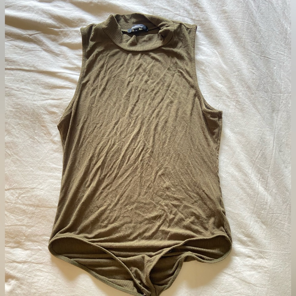 Sleeveless Olive Green Bodysuit